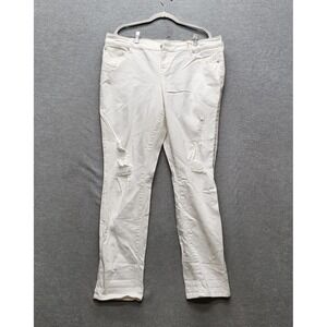 Torrid Women Jeans 16R White Denim Boyfriend Straight Leg Distressed 31" NWT